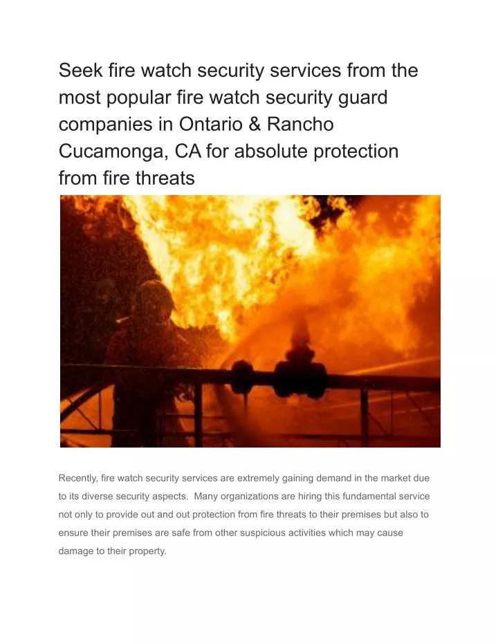 seek fire watch security services from the most