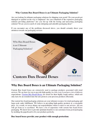 why custom bux board boxes is an ultimate