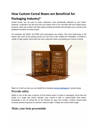How Custom Cereal Boxes are Beneficial for Packaging Industry?