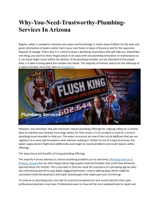 Why-You-Need-Trustworthy-Plumbing-Services In Arizona