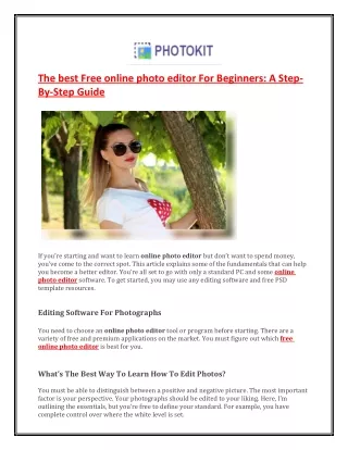 The best Free online photo editor For Beginners: A Step-By-Step Guide