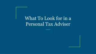 what to look for in a personal tax adviser