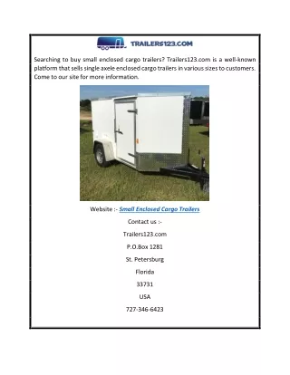 Small Enclosed Cargo Trailers  Trailers123.com
