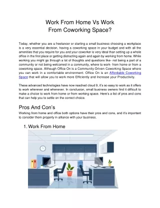 Affordable Coworking Space
