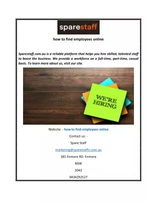 how to find employees online  Sparestaff.com.au