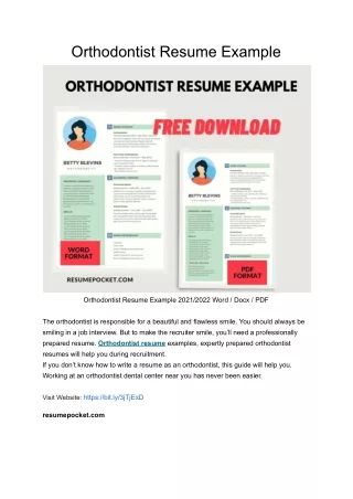 Orthodontist Resume Example 2021/2022