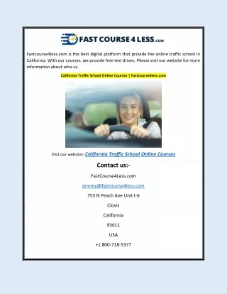 California Traffic School Online Courses | Fastcourse4less.com