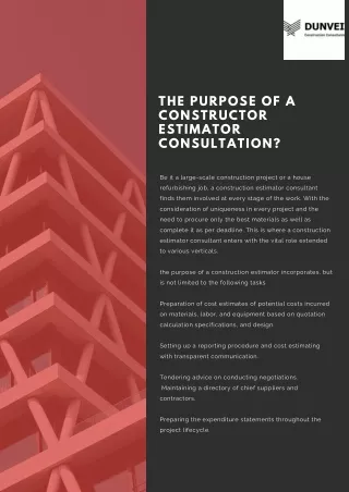 The Purpose of a Constructor Estimator Consultation