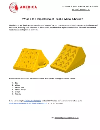 What is the Importance of Plastic Wheel Chocks?