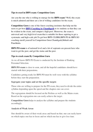 tips to excel in ibps exam competition guru