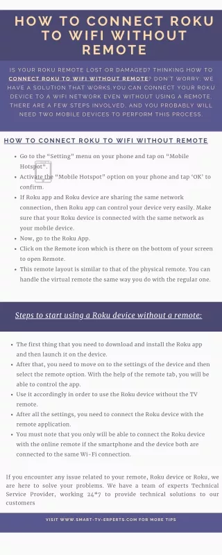 how to connect roku to wifi without remote