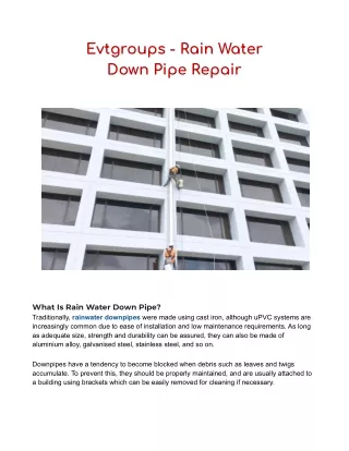 Evtgroups - Rain Water  Down Pipe Repair