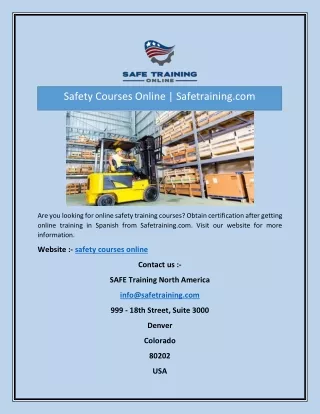 safety courses online safetraining com