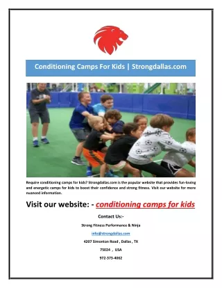 Conditioning Camps For Kids | Strongdallas.com