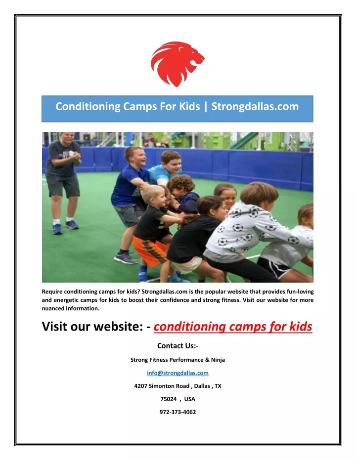 conditioning camps for kids strongdallas com