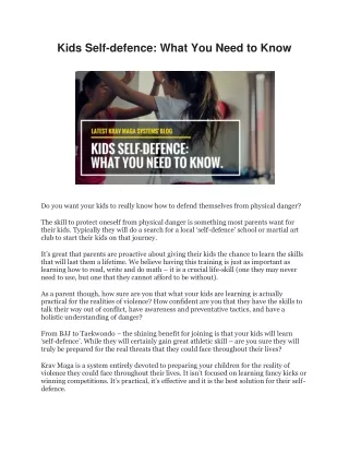 kids self defence what you need to know