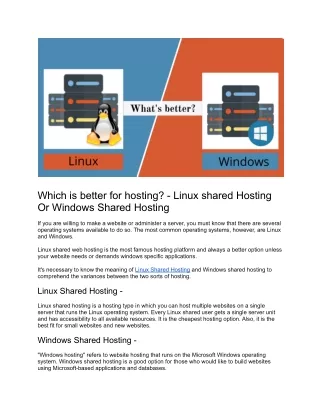 which is better for hosting linux shared hosting
