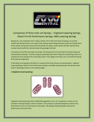 comparison of three main coil springs vogtland