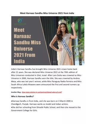 Meet Harnaaz Sandhu Miss Universe 2021 from India