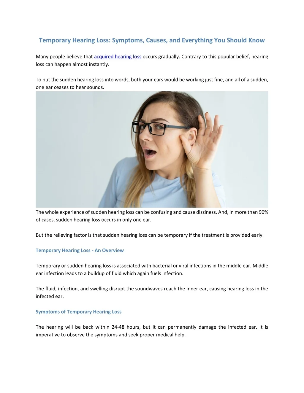 PPT - Temporary Hearing Loss: Causes, Symptoms and Treatments ...