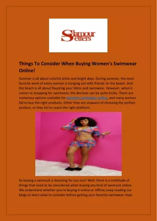 Things To Consider When Buying Women's Swimwear Online!