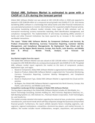 global aml software market is estimated to grow