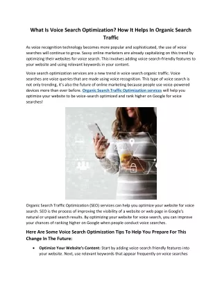 What Is Voice Search Optimization? How It Helps In organic Search Traffic