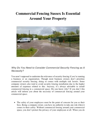 Commercial Fencing Sussex Is Essential Around Your Property