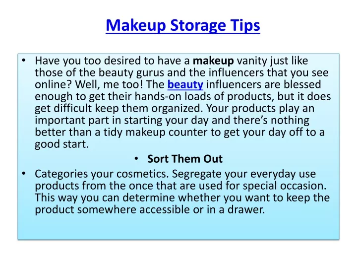 makeup storage tips