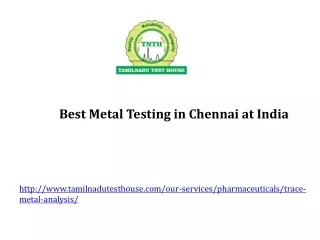 Best Metal Testing in Chennai at India