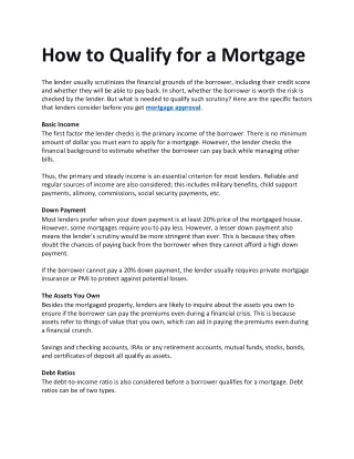 How to Qualify for a Mortgage?