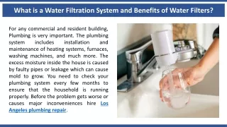what is a water filtration system and benefits