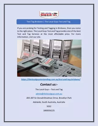 Test Tag Brisbane | The Local Guys Test and Tag