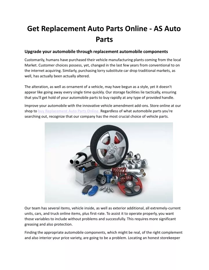 get replacement auto parts online as auto parts