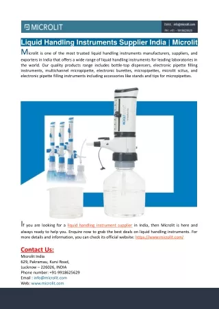 Liquid Handling Instruments Supplier