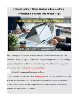 7 Things to Know When Writing a Business Plan – Professional Business Plan Writer’s Tips