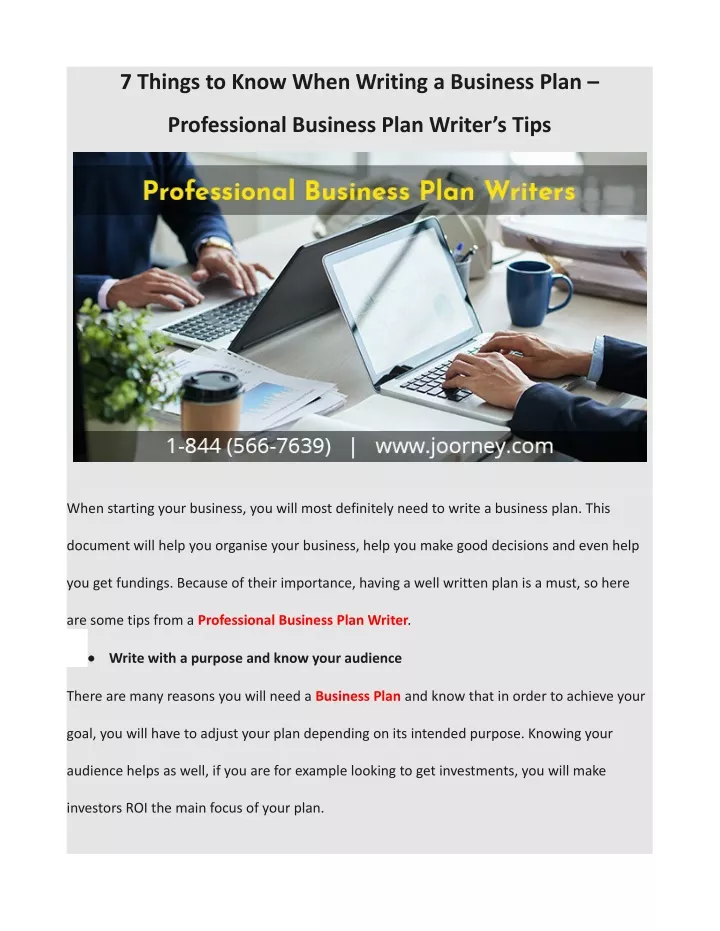 7 things to know when writing a business plan