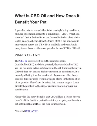 what is cbd oil and how does it benefit your pet