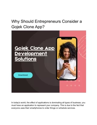 Why Should Entrepreneurs Consider a Gojek Clone App