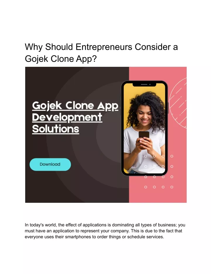 why should entrepreneurs consider a gojek clone