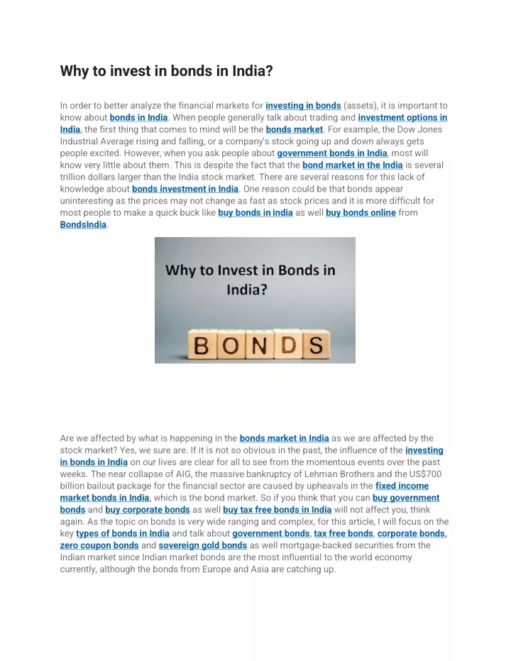 why to invest in bonds in india