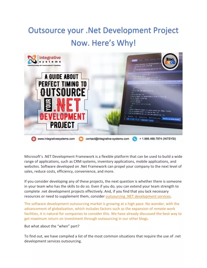 outsource your net development project now here