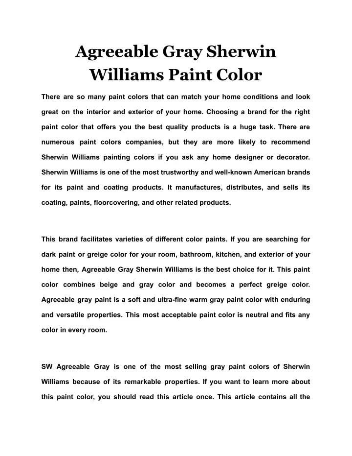 agreeable gray sherwin williams paint color