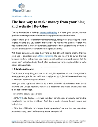 The best way to make money from blog and website