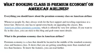What booking class is premium economy on American airlines - Faresflow