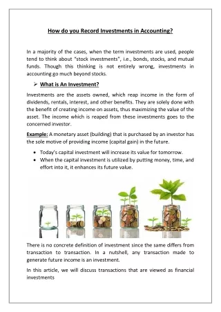 how do you record investments in accounting