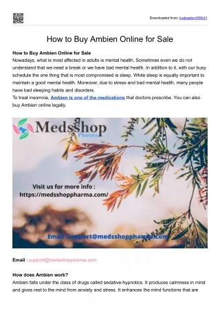 How to Buy Ambien Online for Sale - medsshoppharma
