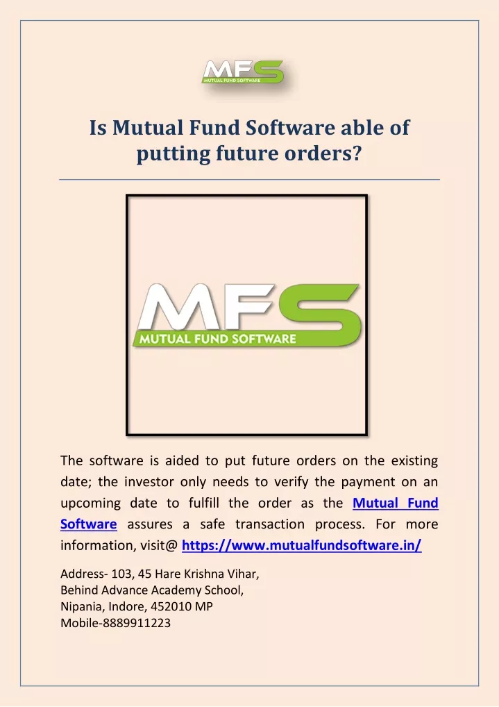 is mutual fund software able of putting future