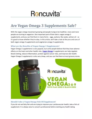 are vegan omega 3 supplements safe