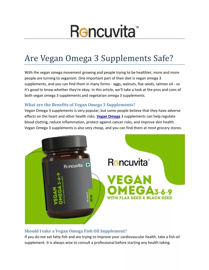 are vegan omega 3 supplements safe